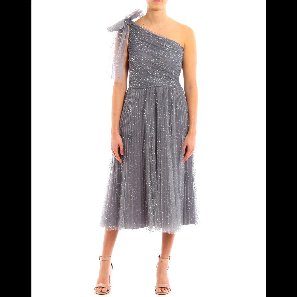 Red Valentino tulle silver polka dot glitter dress size 14 NWT